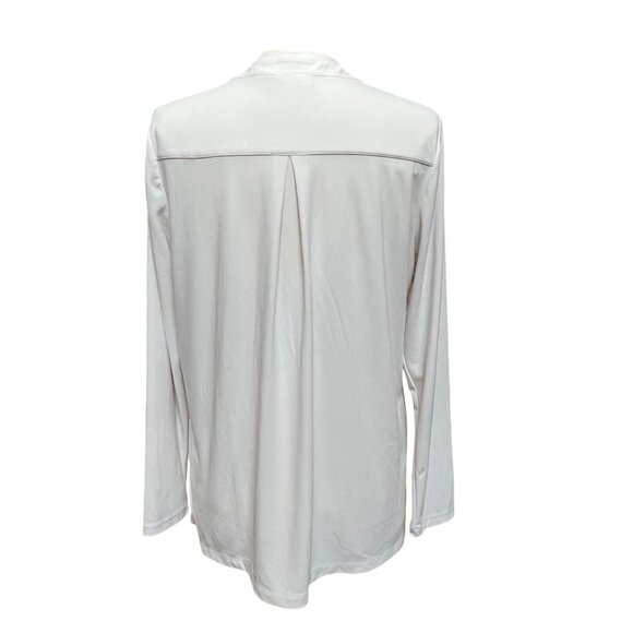 Susan Graver White Long Sleeve Button‎ Up Top Liquid Knit Tunic Career XL - Picture 3 of 13